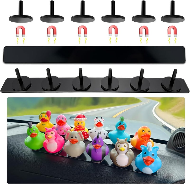 EJDRFN Duck Holder for Jeep Wrangler,Metal Rubber Ducks Holder for Jeep Dash,Magnetic Duck Plugs for Dash Decorations,Adjustable Duck Mount for Jeep Dashboard,2 Pack(Black) - Image 1